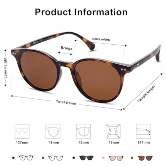 Round Classic Polarized Sunglasses Vintage UV400 SJ2113 Tortoise main image 5